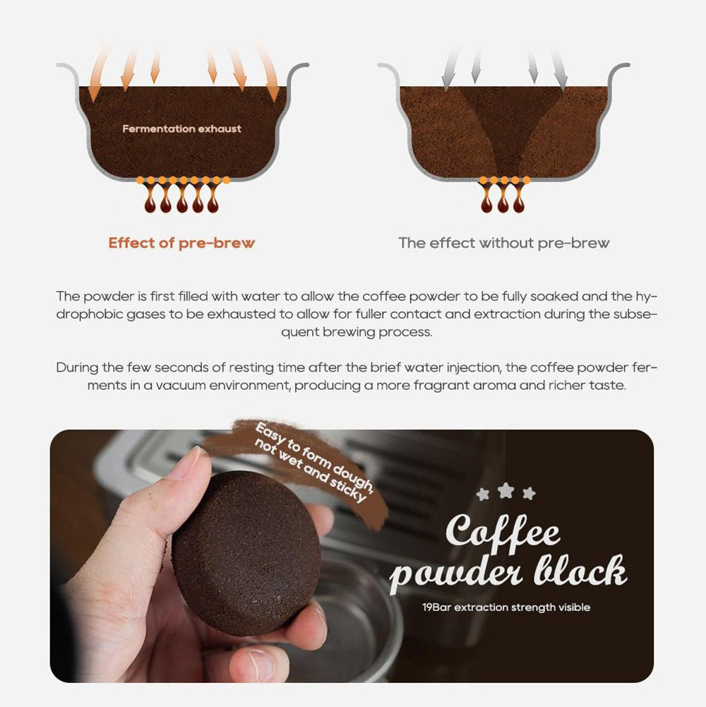 Poloautomatický kávovar HiBREW H10A, tlak 19 barů, napěňovač mléka, nastavitelná teplota, pěchovadlo na kávu 58 mm, džbán 350 ml, ohřívač šálků, kávovar na studenou/horkou kávu