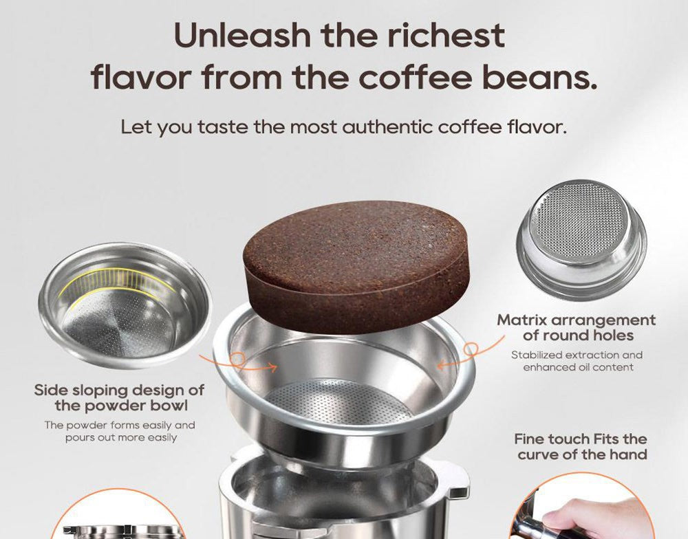 Poloautomatický kávovar HiBREW H10A, tlak 19 barů, napěňovač mléka, nastavitelná teplota, pěchovadlo na kávu 58 mm, džbán 350 ml, ohřívač šálků, kávovar na studenou/horkou kávu