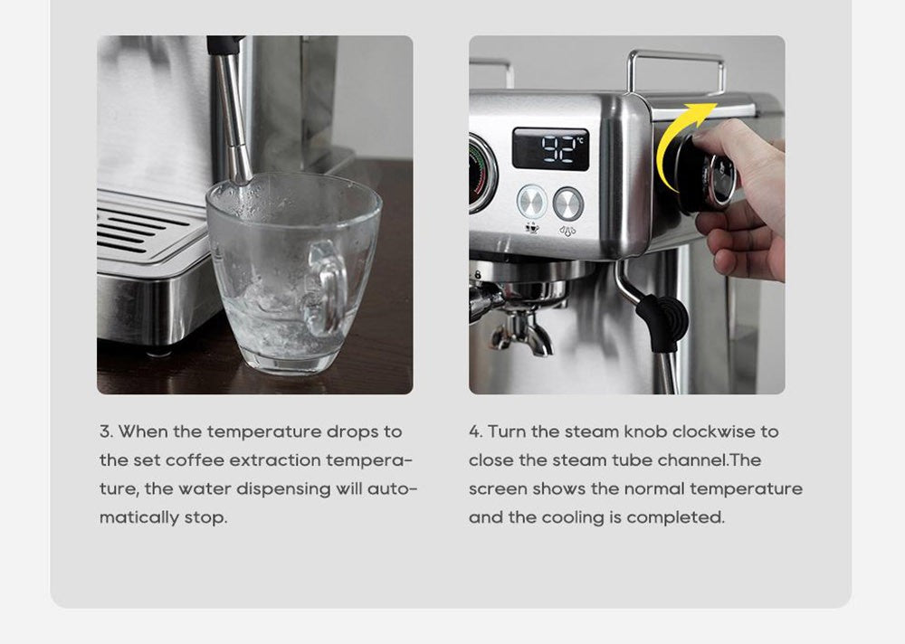 Poloautomatický espresso kávovar HiBREW H10A, tlak 19 barů, napěňovač mléka, nastavitelná teplota, pěchovadlo na kávu 58 mm, džbán 350 ml, ohřívač šálků, kávovar na studenou/horkou kávu