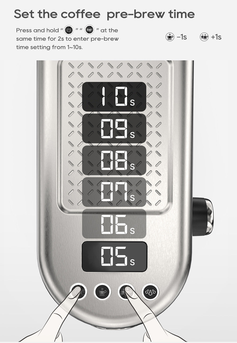 Espresso kávovar HiBREW H10B, tlak extrakce 20 barů, poloautomatický, nastavitelná teplota a objem šálku, rukojeť z hliníkové slitiny 51 mm, odnímatelná nádržka na vodu 1,3 l, stříbrná