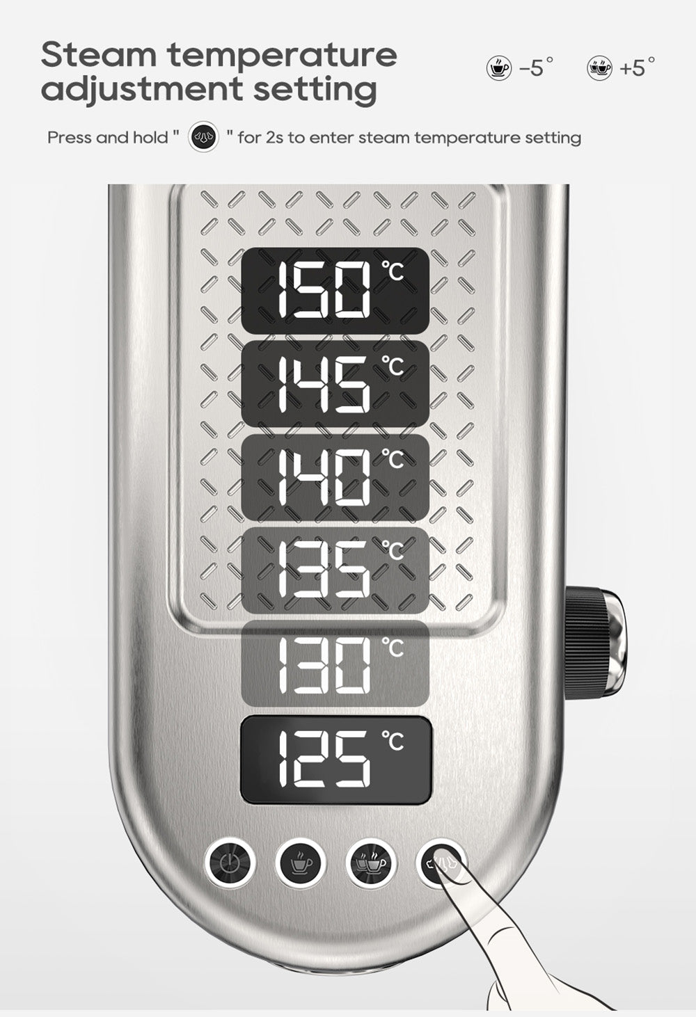 Espresso kávovar HiBREW H10B, tlak extrakce 20 barů, poloautomatický, nastavitelná teplota a objem šálku, rukojeť z hliníkové slitiny 51 mm, odnímatelná nádržka na vodu 1,3 l, stříbrná