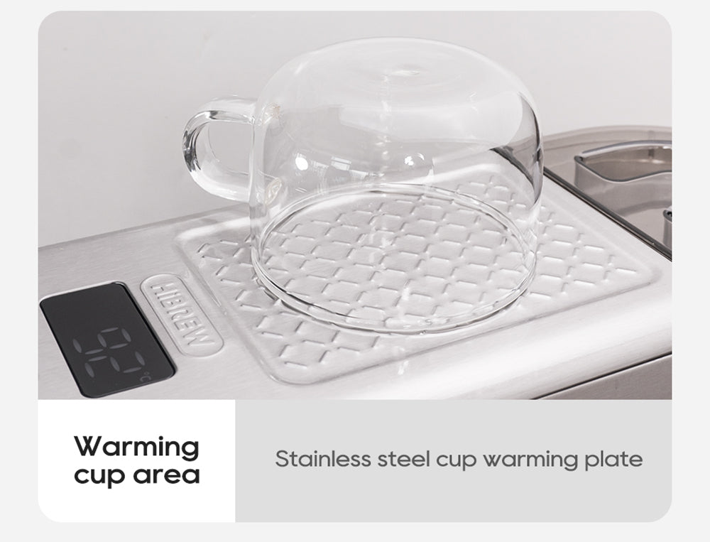 Espresso kávovar HiBREW H10B, tlak extrakce 20 barů, poloautomatický, nastavitelná teplota a objem šálku, rukojeť z hliníkové slitiny 51 mm, odnímatelná nádržka na vodu 1,3 l, stříbrná