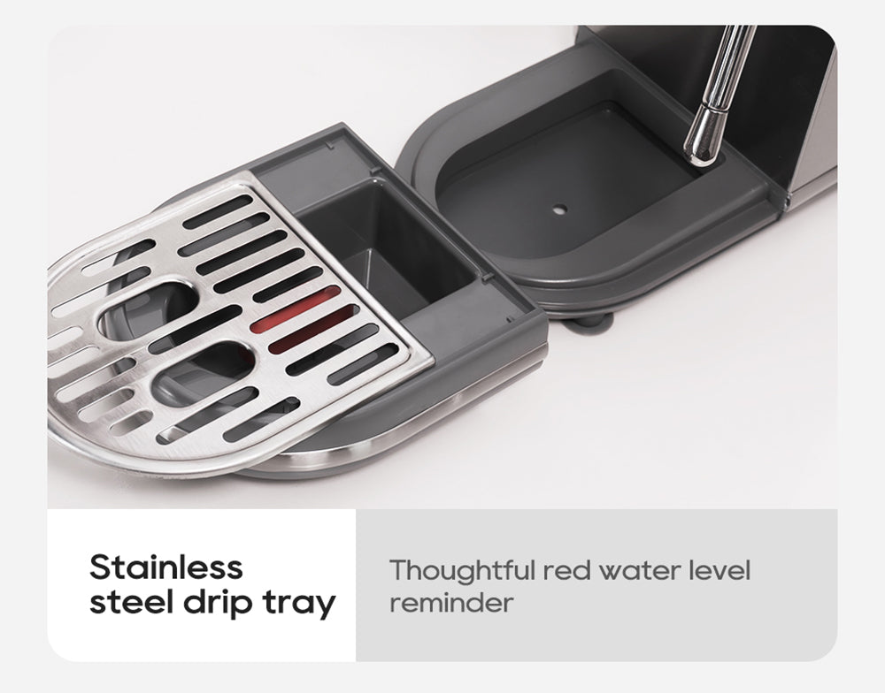 Espresso kávovar HiBREW H10B, tlak extrakce 20 barů, poloautomatický, nastavitelná teplota a objem šálku, rukojeť z hliníkové slitiny 51 mm, odnímatelná nádržka na vodu 1,3 l, stříbrná