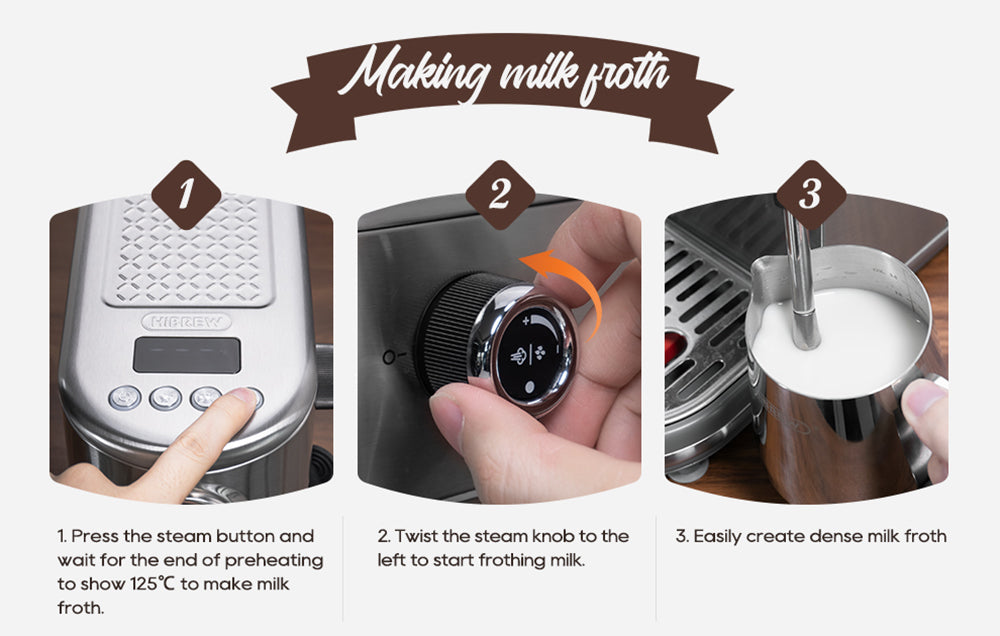 Espresso kávovar HiBREW H10B, tlak extrakce 20 barů, poloautomatický, nastavitelná teplota a objem šálku, rukojeť z hliníkové slitiny 51 mm, odnímatelná nádržka na vodu 1,3 l, stříbrná