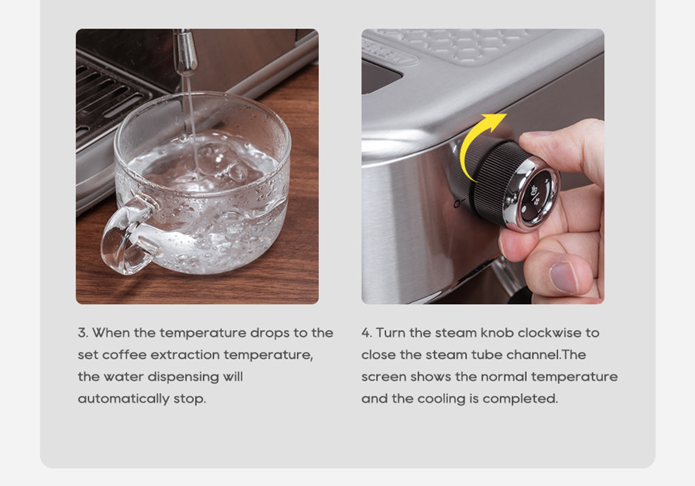 Espresso kávovar HiBREW H10B, tlak extrakce 20 barů, poloautomatický, nastavitelná teplota a objem šálku, rukojeť z hliníkové slitiny 51 mm, odnímatelná nádržka na vodu 1,3 l, stříbrná