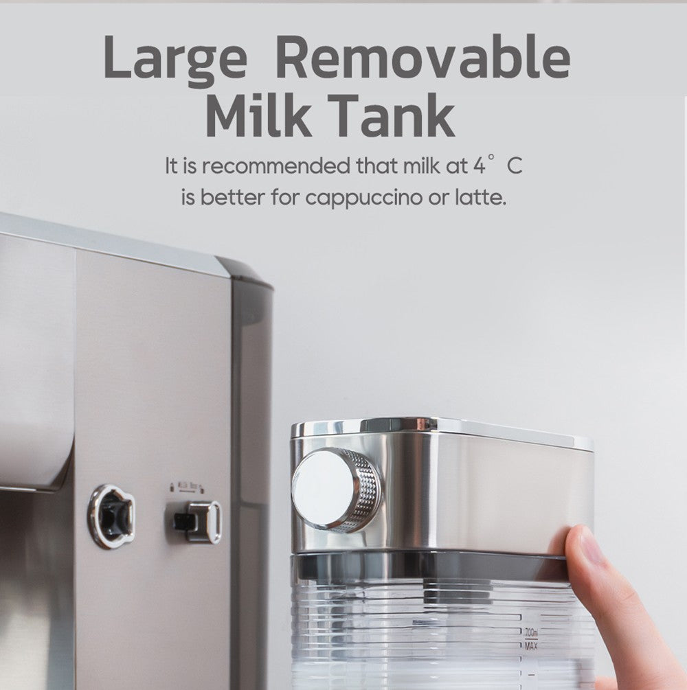 Poloautomatický kávovar HiBREW H13A 3 v 1, 6 režimů přípravy kávy, tlak extrakce 20 barů, odnímatelná nádržka na vodu 1,3 l, rukojeť z hliníkové slitiny 51 mm, systém dvojitého bojleru, 3 nastavitelné teploty