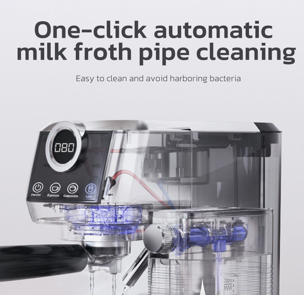 Poloautomatický kávovar HiBREW H13A 3 v 1, 6 režimů přípravy kávy, tlak extrakce 20 barů, odnímatelná nádržka na vodu 1,3 l, rukojeť z hliníkové slitiny 51 mm, systém dvojitého bojleru, 3 nastavitelné teploty