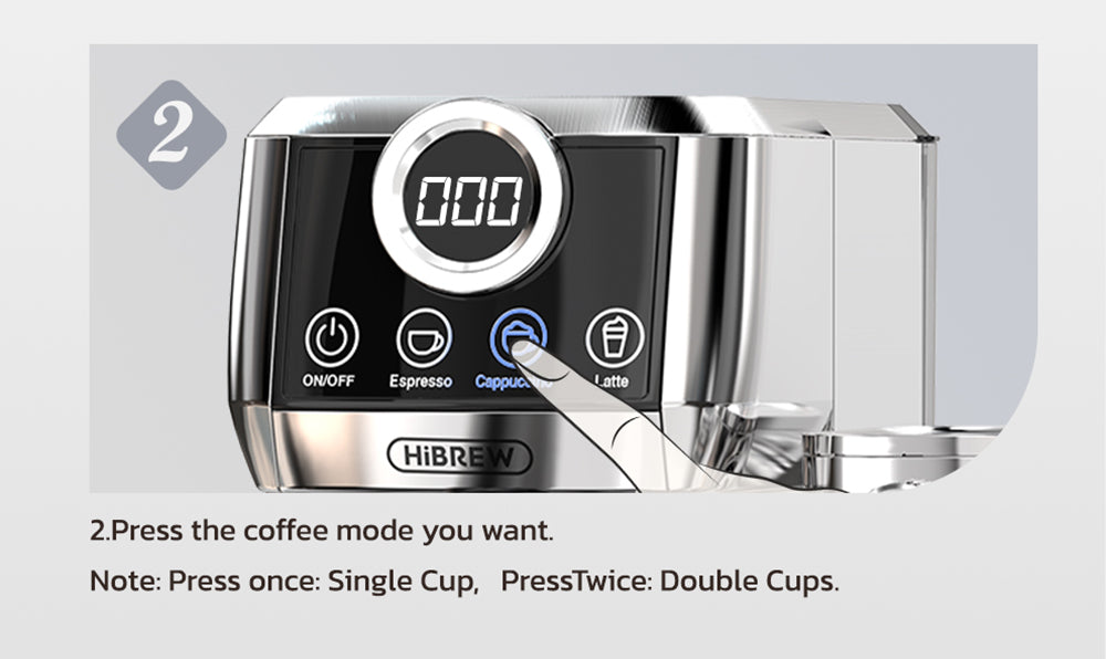 Poloautomatický kávovar HiBREW H13A 3 v 1, 6 režimů přípravy kávy, tlak extrakce 20 barů, odnímatelná nádržka na vodu 1,3 l, rukojeť z hliníkové slitiny 51 mm, systém dvojitého bojleru, 3 nastavitelné teploty