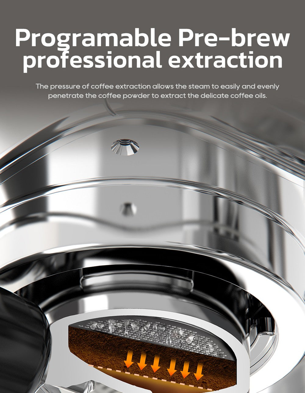 Poloautomatický kávovar HiBREW H13A 3 v 1, 6 režimů přípravy kávy, tlak extrakce 20 barů, odnímatelná nádržka na vodu 1,3 l, rukojeť z hliníkové slitiny 51 mm, systém dvojitého bojleru, 3 nastavitelné teploty