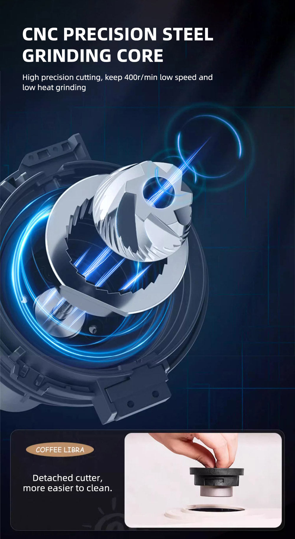 Espresso kávovar HiBREW H14, vysoký tlak 20 barů, 15stupňové nastavení mlýnku, funkce předspaření, regulace teploty NTC, nastavení objemu šálku - béžová