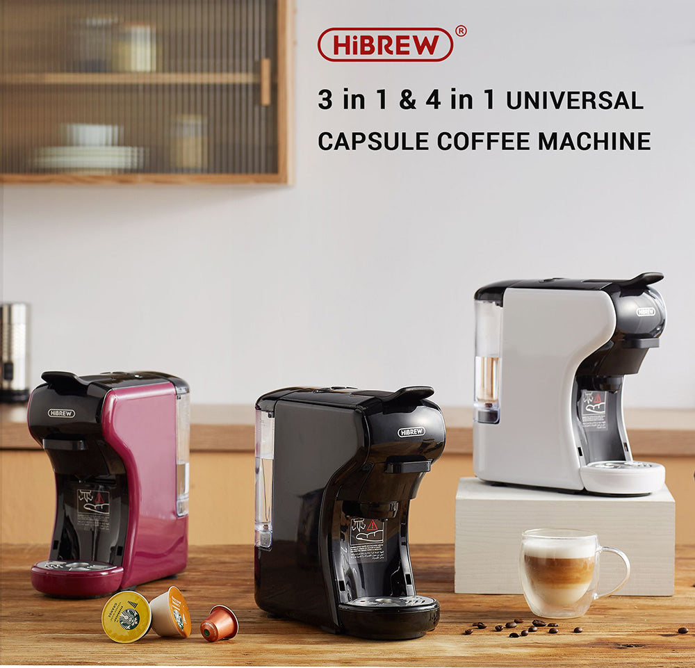HiBREW H1A 1450W espresso kávovar, 19barová extrakce, horká/studená kávovar 4 v 1 s více kapslemi - černý