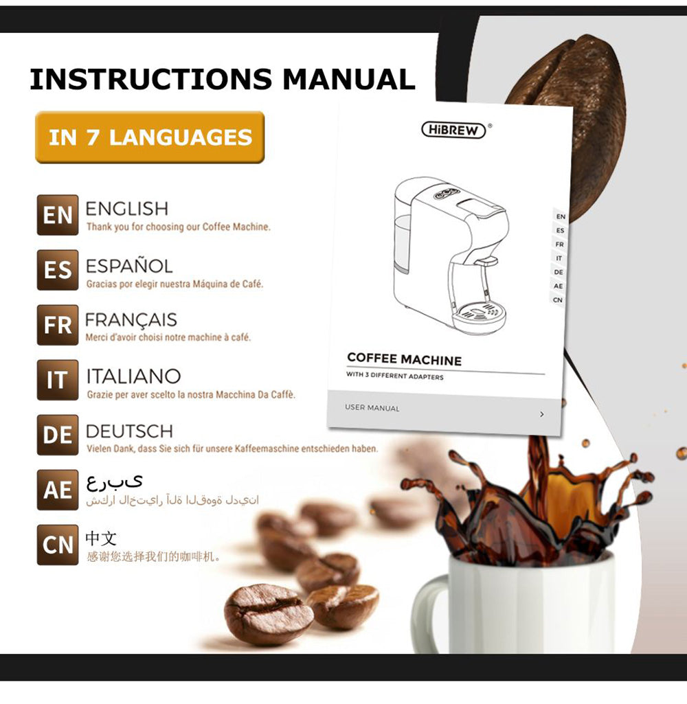 HiBREW H1A 1450W espresso kávovar, 19barová extrakce, horká/studená kávovar 4 v 1 s více kapslemi - černý