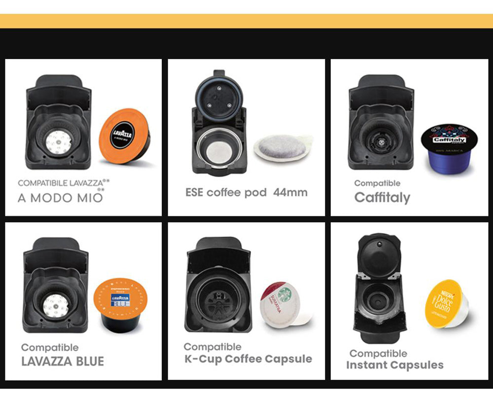 HiBREW H1A 1450W espresso kávovar, 19barová extrakce, horká/studená kávovar 4 v 1 s více kapslemi - černý