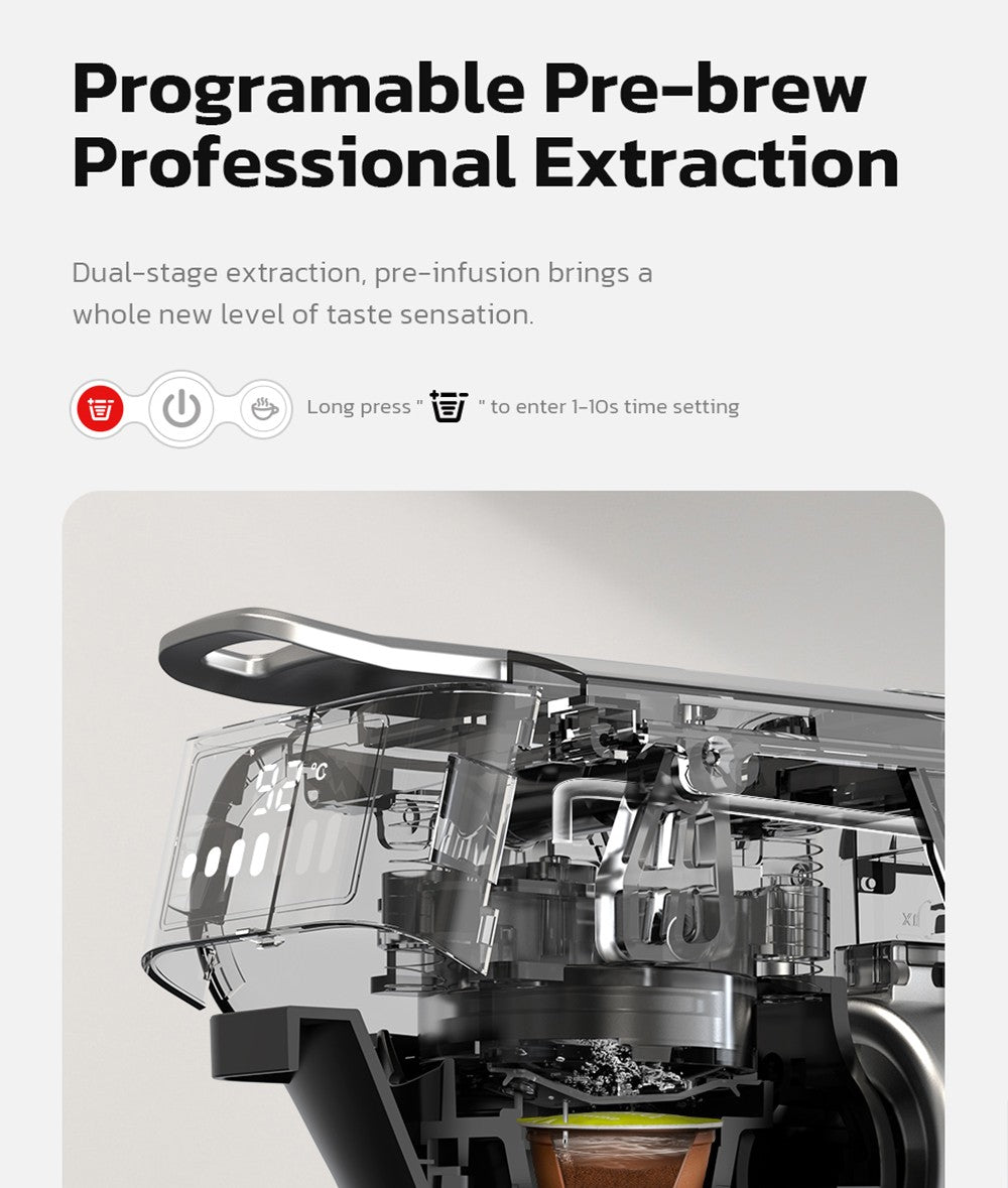 Kávovar HiBREW H1B 5 v 1 na kapsle, nádržka na vodu 600 ml, tlak extrakce 19 barů, režim studené/horké kávy, LED indikátor, pro Kcup*/Nes*/DG*/espresso prášek, béžová