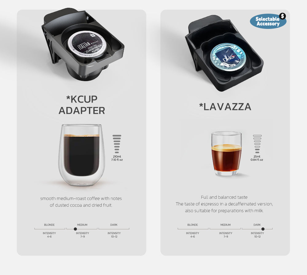 Kávovar HiBREW H1B 5 v 1 na kapsle, nádržka na vodu 600 ml, tlak extrakce 19 barů, režim studené/horké kávy, LED indikátor, pro Kcup*/Nes*/DG*/espresso prášek, béžová