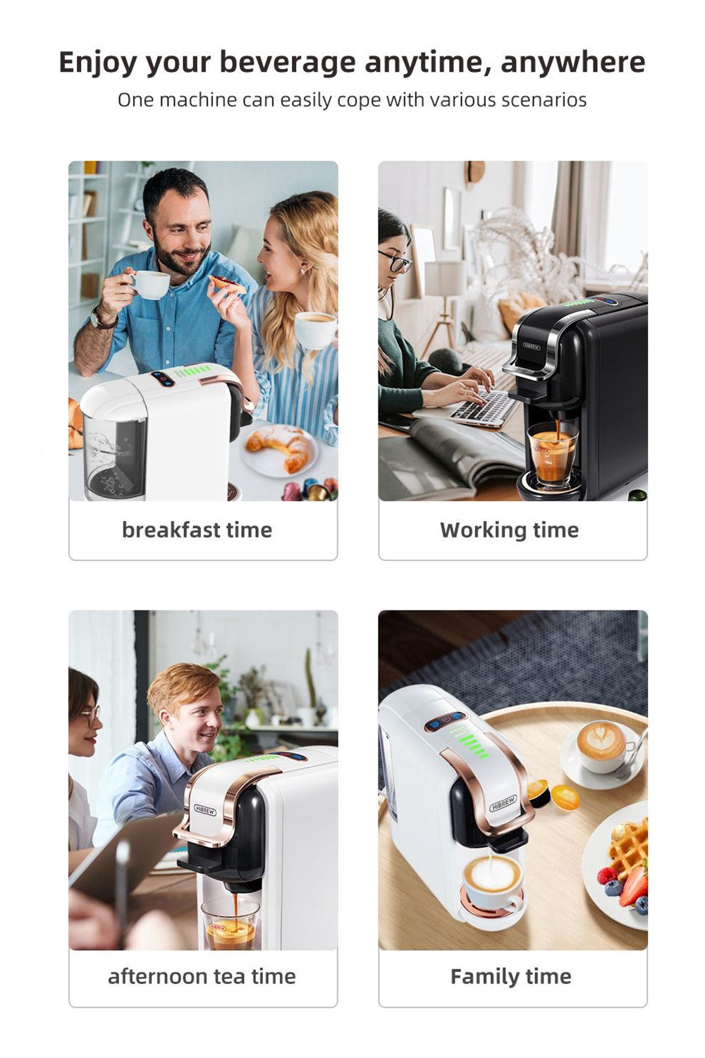 Kávovar HiBREW H2B 5 v 1 s vodoznakem, 1450 W 19 barů na horkou/studenou kávu, 600ml nádržka na vodu - černá