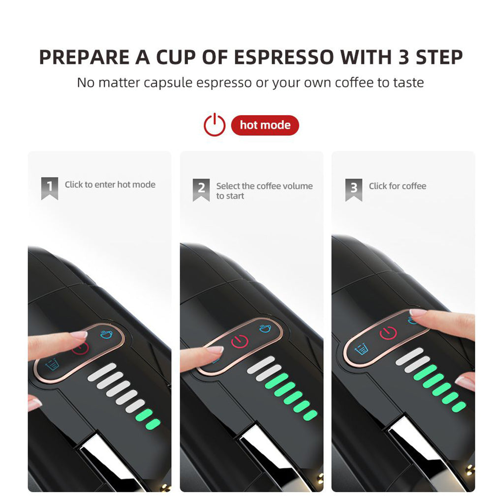 Kávovar HiBREW H2B 5 v 1 s vodoznakem, 1450 W 19 barů na horkou/studenou kávu, 600ml nádržka na vodu - černá