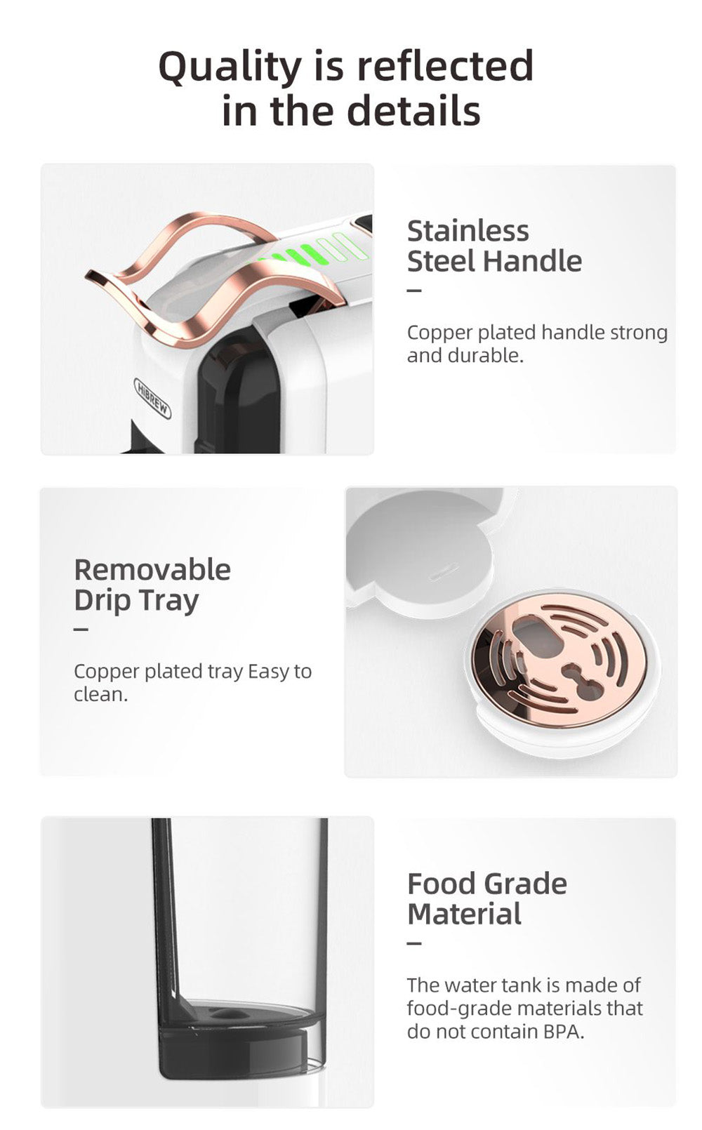 Kávovar HiBREW H2B 5 v 1 s vodoznakem, 1450 W 19 barů na horkou/studenou kávu, 600ml nádržka na vodu - černá