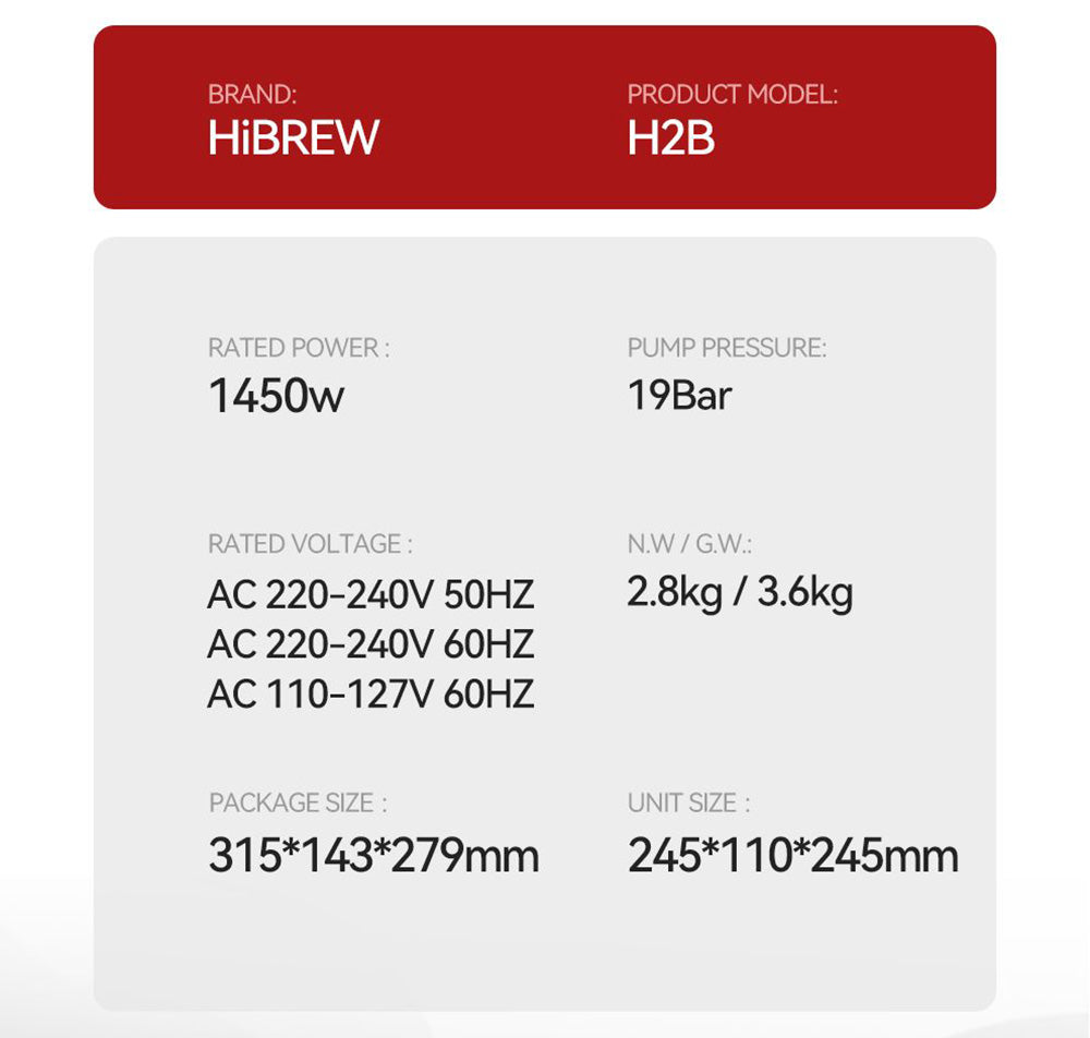 Kávovar HiBREW H2B 5 v 1 s vodoznakem, 1450 W 19 barů na horkou/studenou kávu, 600ml nádržka na vodu - černá