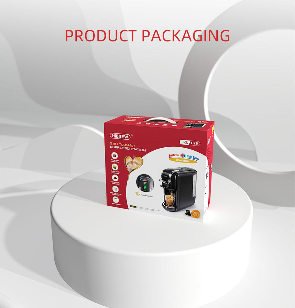 Kávovar HiBREW H2B 5 v 1 s vodoznakem, 1450 W 19 barů na horkou/studenou kávu, 600ml nádržka na vodu - černá