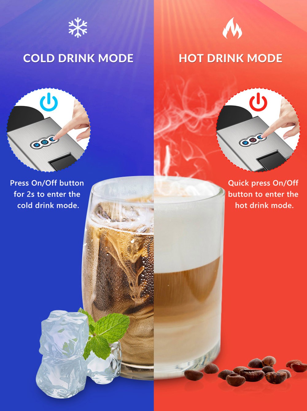 Kávovar HiBREW H3A 5 v 1, tlak 19 barů, režim studené/horké kávy, nádržka na vodu 1000 ml, ochrana proti vyschnutí - stříbrná