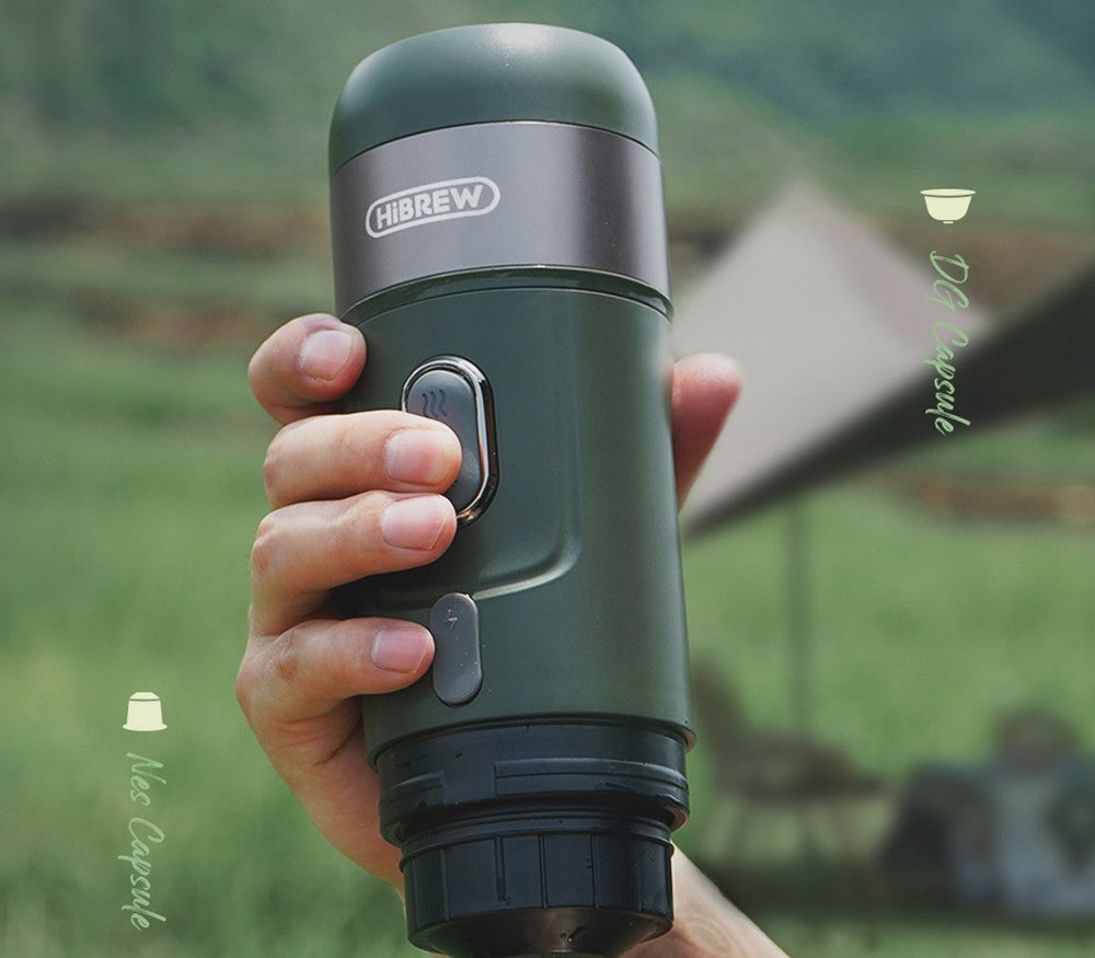 Bezdrátový přenosný espresso kávovar HiBREW H4B 3 v 1, tlak 15 barů, dobíjecí baterie 2200 mAh, s adaptérem a úložným pouzdrem.