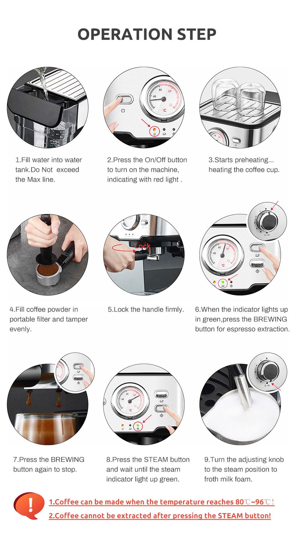 Kávovar HiBREW H5 1050W, 20barový poloautomatický kávovar na cappuccino espresso, objem 1,5 l, displej teploty