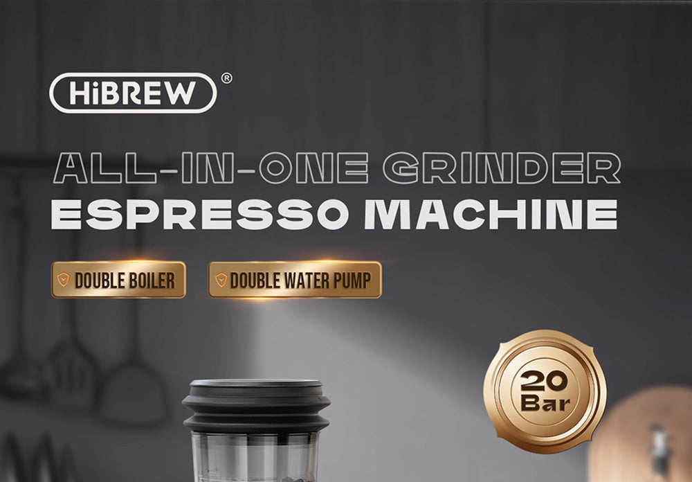 Kávovar HiBREW H7A, espresso kávovar, tlak 20 barů, systém duálního bojleru, mlýnek s 30 úrovněmi, kapacita kávových zrn 250 g, dotykový LCD displej