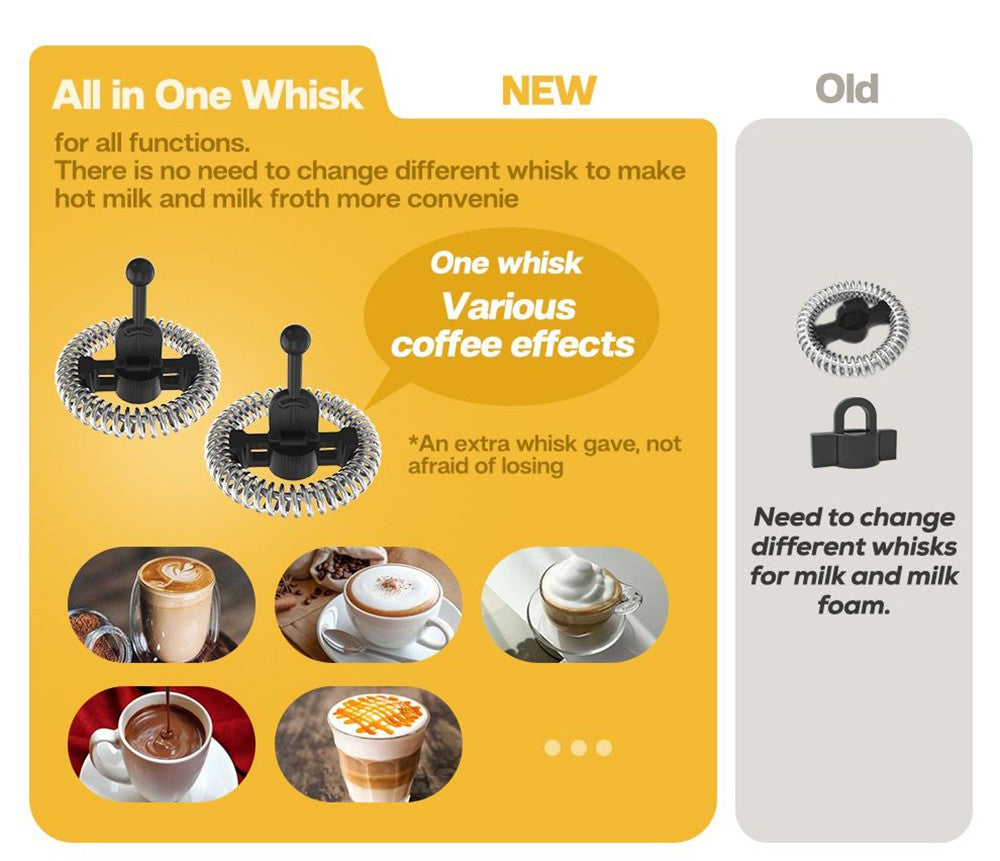 HiBREW M1A 450W napěňovač mléka, pěnicí stroj, mixér na čokoládu, studené/horké latte cappuccino, plně automatický ohřívač mléka - černý