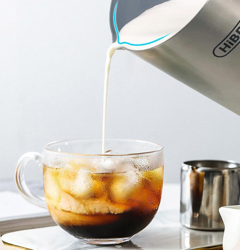 HiBREW M3A 4 v 1 napěňovač mléka, plně automatický ohřívač mléka, napěňování studeného/horkého mléka, objem napěňování 130 ml, objem ohřevu mléka 300 ml