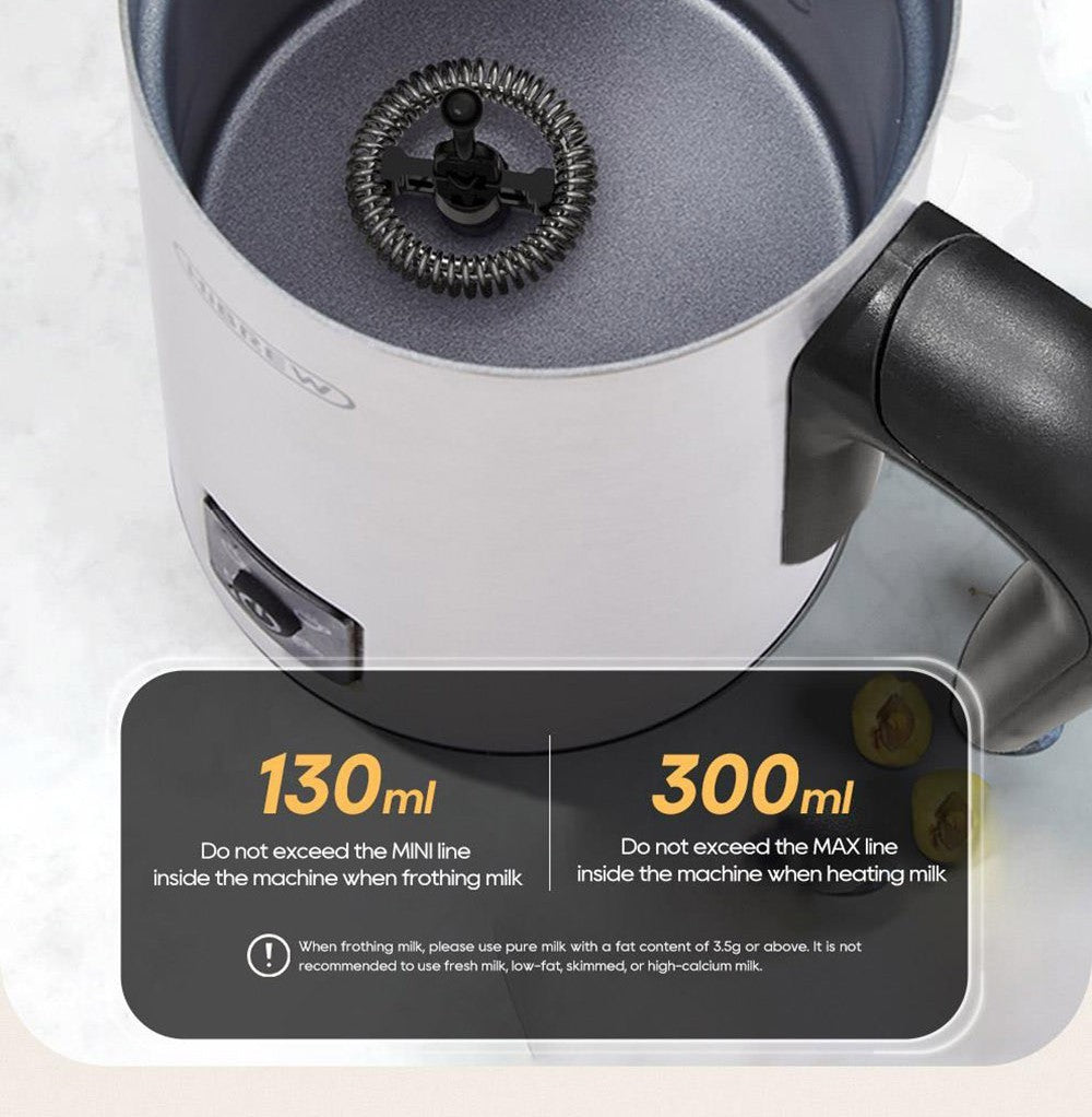 HiBREW M3A 4 v 1 napěňovač mléka, plně automatický ohřívač mléka, napěňování studeného/horkého mléka, objem napěňování 130 ml, objem ohřevu mléka 300 ml