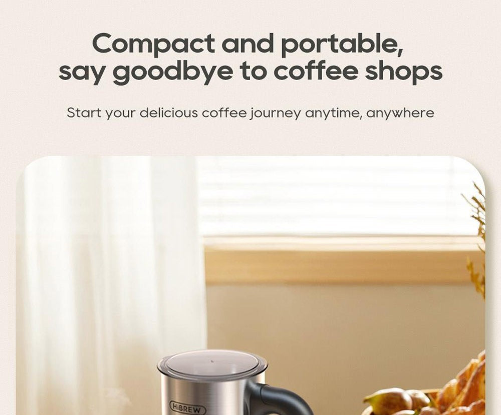 HiBREW M3A 4 v 1 napěňovač mléka, plně automatický ohřívač mléka, napěňování studeného/horkého mléka, objem napěňování 130 ml, objem ohřevu mléka 300 ml