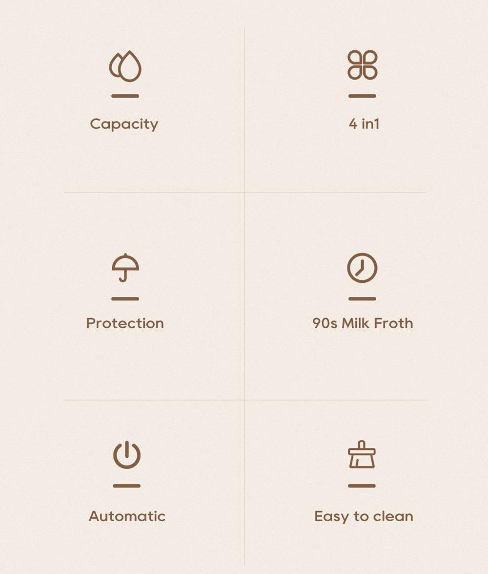 HiBREW M3A 4 v 1 napěňovač mléka, plně automatický ohřívač mléka, napěňování studeného/horkého mléka, objem napěňování 130 ml, objem ohřevu mléka 300 ml