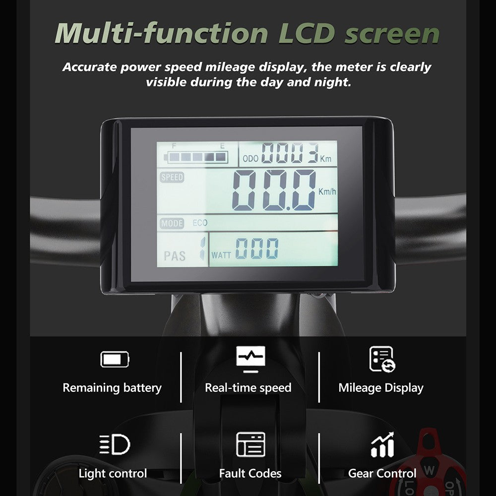 Elektrická tříkolka Hidoes HD-ET1 se zadním nosičem, motor 750 W, baterie 48 V 20 Ah, pneumatiky 20 x 4,0 palce, maximální rychlost 40 km/h, dojezd 65 km, 3 mechanické kotoučové brzdy, odpružená přední vidlice, 7stupňová převodovka