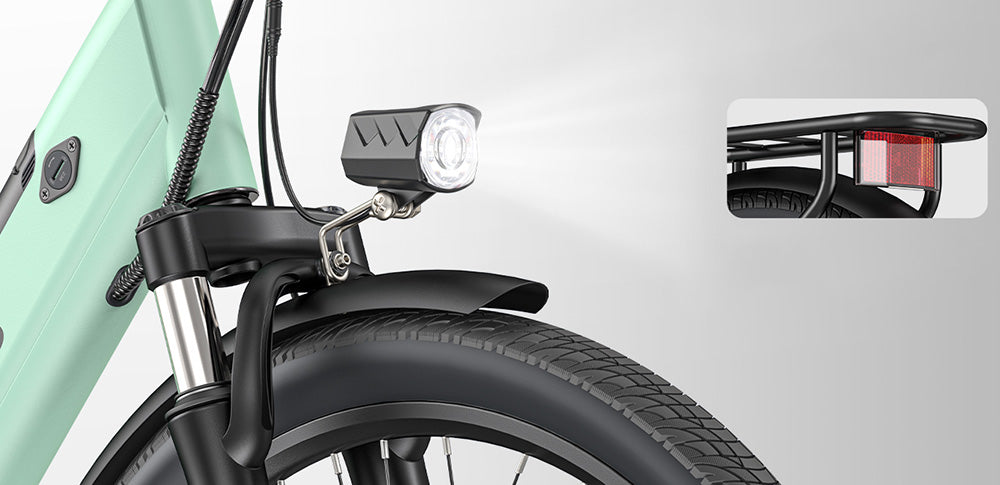 Elektrické kolo HillMiles MileCity1, motor 250 W, baterie 36 V 13 Ah, pneumatiky 26 palců, maximální rychlost 32 km/h, maximální dojezd 100 km, řazení Shimano 7 rychlostí, mechanická kotoučová brzda, odpružená přední vidlice, vodotěsnost IP65 - šedá