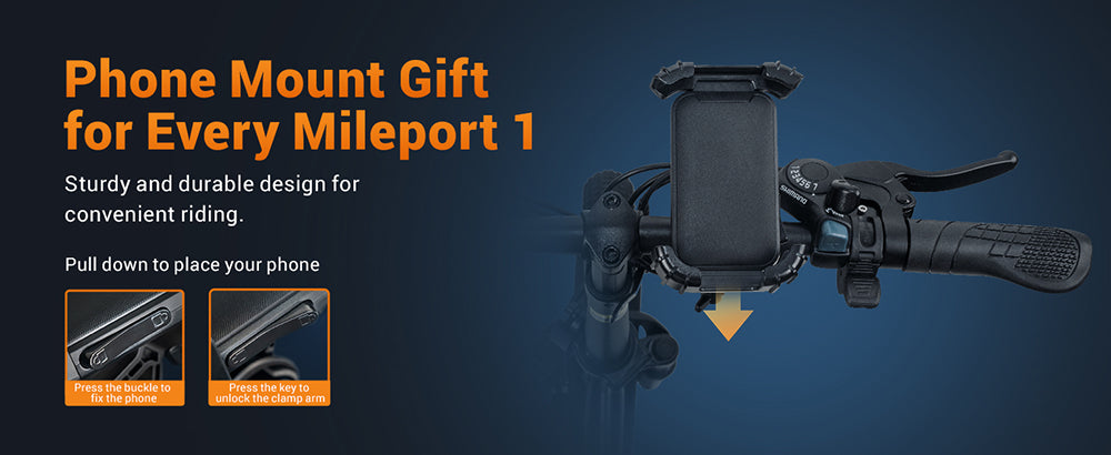 Elektrické kolo HillMiles MilePort 1, motor 250 W, baterie 36 V 13 Ah, pneumatiky 20 x 3,0 palce, maximální rychlost 25 km/h, maximální dojezd 100 km, odpružená přední vidlice, mechanická kotoučová brzda, řazení Shimano 7 rychlostí - červené