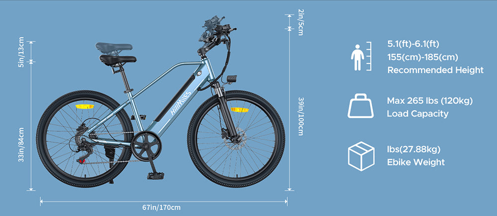 Elektrické kolo HillMiles MileTrail 1, motor 250 W, baterie 36 V 13 Ah, pneumatiky 26 x 1,95 palce, maximální rychlost 25 km/h, maximální dojezd 120 km, hydraulické kotoučové brzdy, odpružená přední vidlice, 7stupňová řadicí páka - šedá