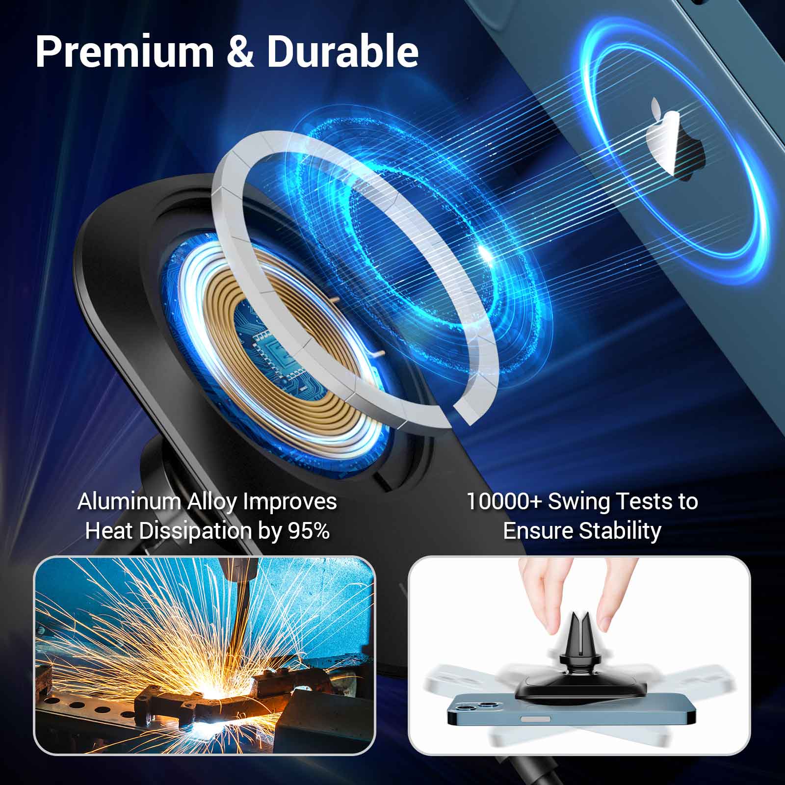 Hinovo MC1-2 15W magnetická bezdrátová nabíječka do auta