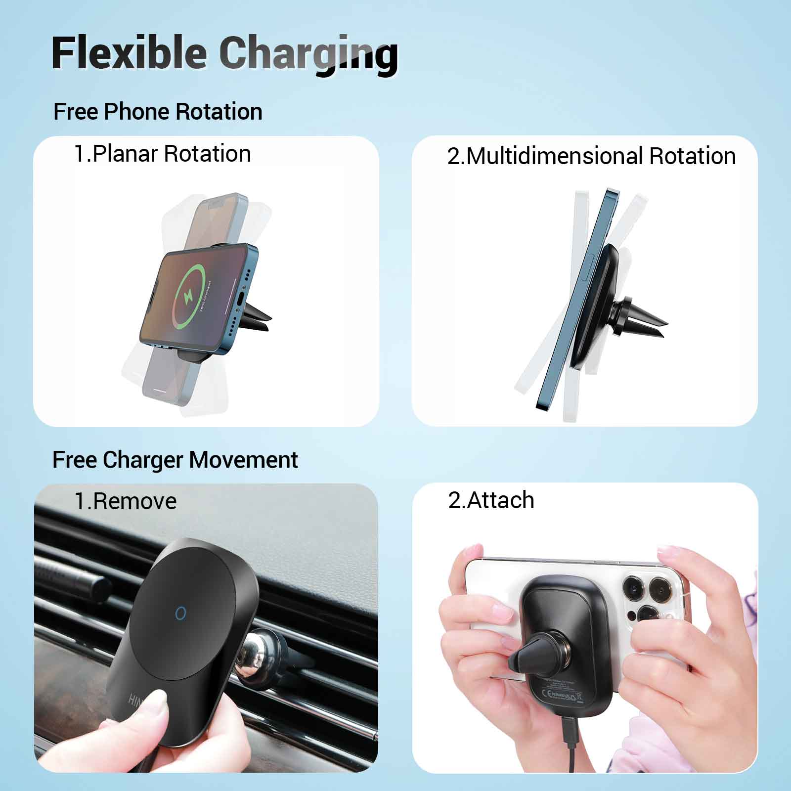 Hinovo MC1-2 15W magnetická bezdrátová nabíječka do auta