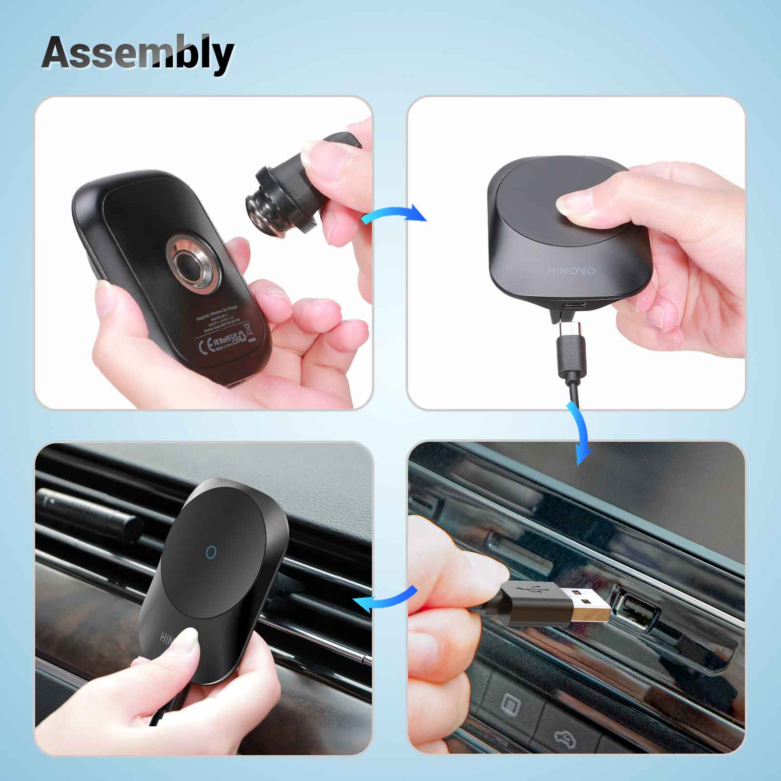 Hinovo MC1-2 15W magnetická bezdrátová nabíječka do auta