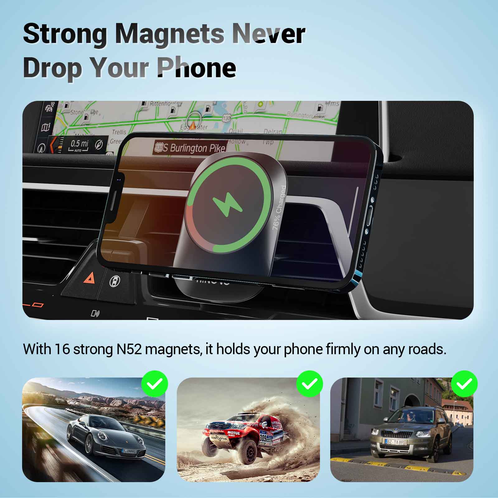 Hinovo MC1-2 15W magnetická bezdrátová nabíječka do auta