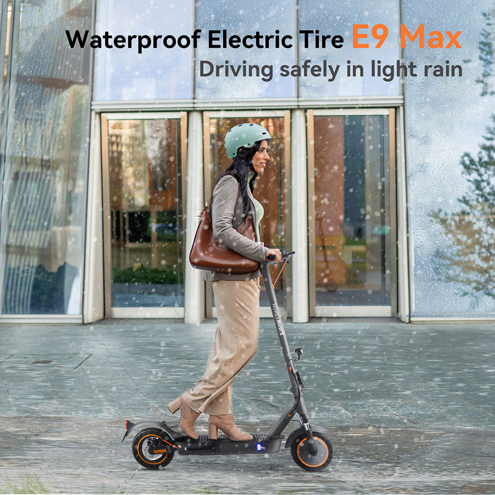 Elektrická koloběžka HONEY WHALE E9 MAX, motor 500 W, baterie 36 V 10 Ah, pneumatiky 10 palců, maximální rychlost 20 km/h, dojezd 35–40 km, mechanická a elektronická brzda, certifikace ABE