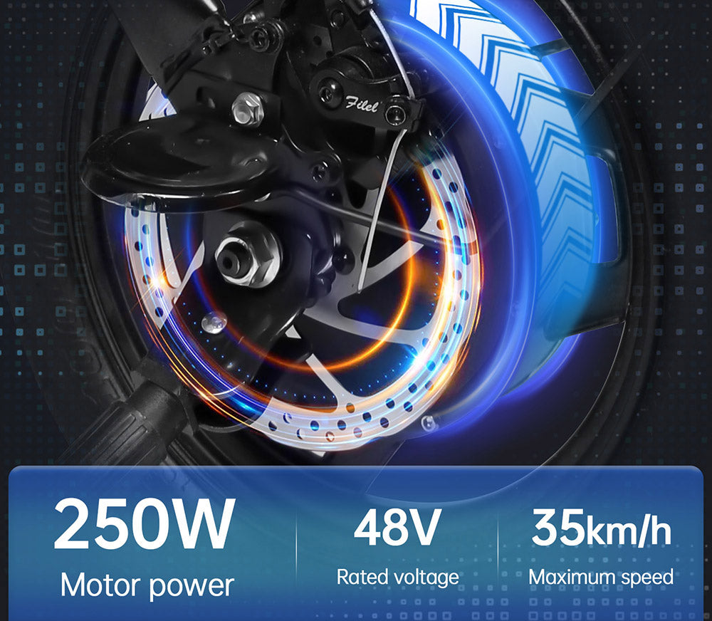 HONEYWHALE S6-S 14palcové skládací elektrické kolo, motor 250 W, 48 V, 10,4 Ah, baterie, 25 km/h, přední a střední odpružení, tlumení, dvojitá kotoučová brzda, LCD monitor - černá