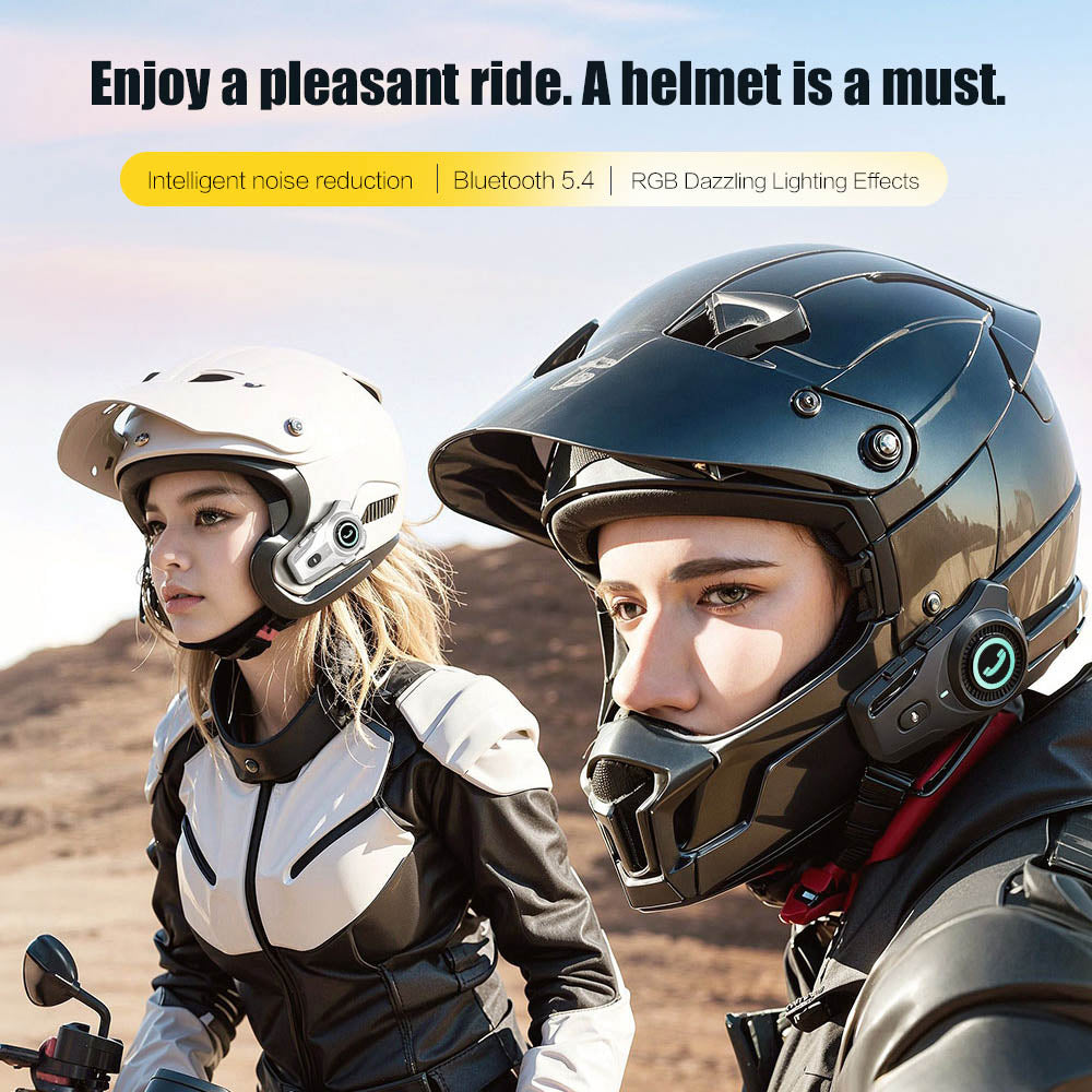 Bluetooth sluchátka k přilbě Houtonsen FX2 s vysokým rozlišením zvuku a 6barevnými oslnivými světly - černá