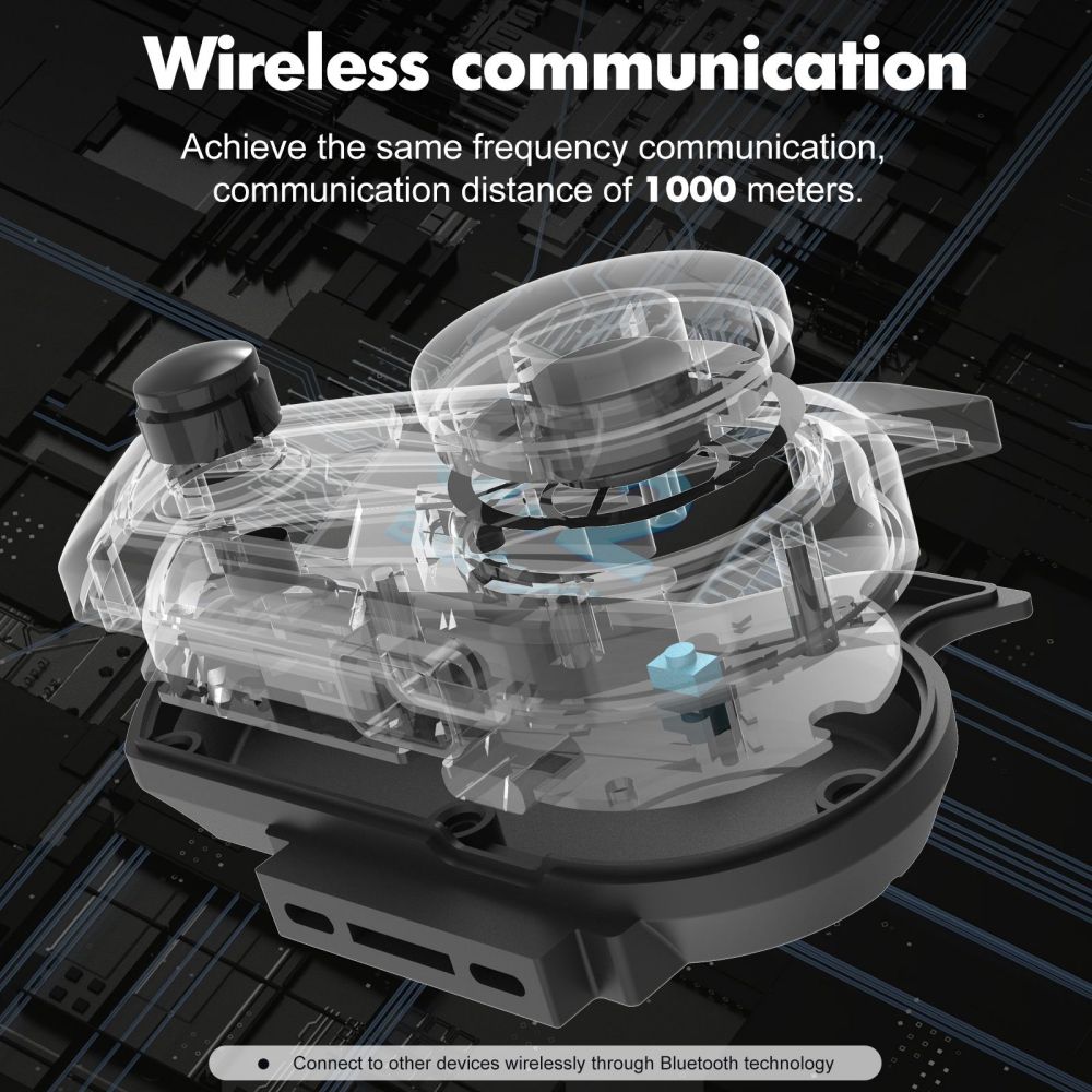 Sluchátka s mikrofonem pro motocyklovou helmu Houtonsen S3, interkom 1000M, výdrž baterie 30 hodin, RGB ambientní osvětlení, Bluetooth 5.1, rozhraní typu C, vodotěsnost IP67 - balení 2 kusů