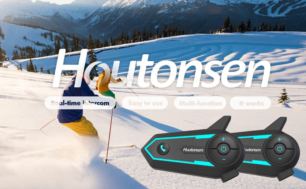 Sluchátka s mikrofonem pro motocyklovou helmu Houtonsen S6, dosah interkomu 1000 m v reálném čase, hlasová navigace, Bluetooth 5.1, výdrž baterie 30 hodin, rozhraní typu C, vodotěsnost IP65 - balení po 1 ks