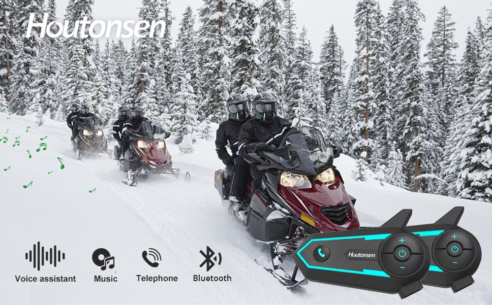 Sluchátka s mikrofonem pro motocyklovou helmu Houtonsen S6, dosah interkomu 1000 m v reálném čase, hlasová navigace, Bluetooth 5.1, výdrž baterie 30 hodin, rozhraní typu C, vodotěsnost IP65 - balení po 1 ks