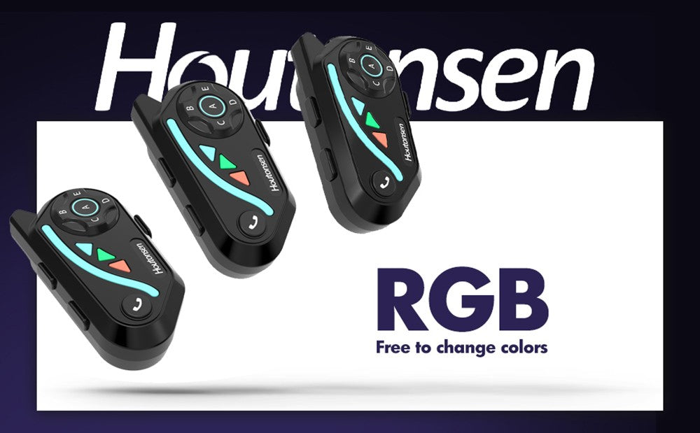 Sluchátka s mikrofonem pro motocyklovou helmu Houtonsen V8 Plus, interkom pro 2 osoby 1000M, výdrž baterie 30 hodin, redukce hluku, podpora navigace MP3/GPS/FM, hlasový asistent s umělou inteligencí, vodotěsnost IPX67, Bluetooth 5.2 - balení 1 ks