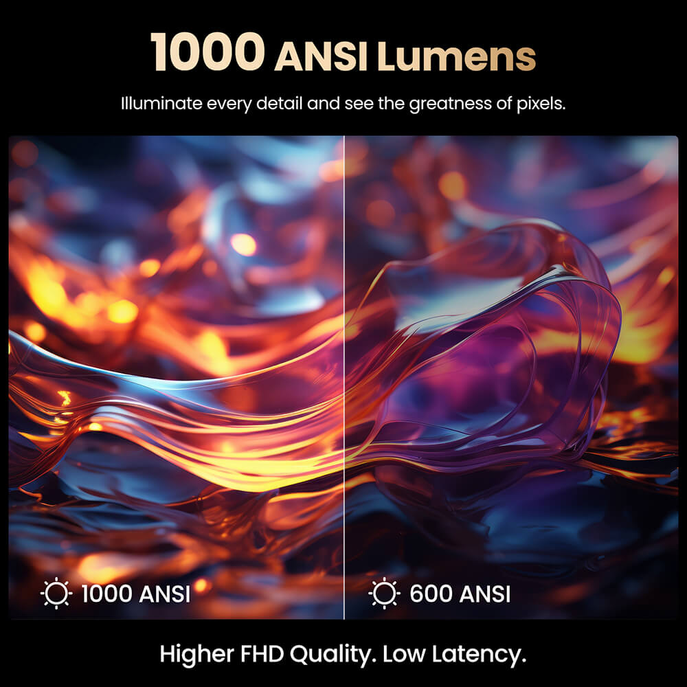 Projektor Hunkstar P3 1000 ANSI pro Android, nativní rozlišení 1080p, dekódování 4K, HDR10, automatická korekce lichoběžníkového zkreslení a automatické ostření, Android 9.0, Bluetooth 5.0, WiFi 6, 2x5W reproduktory