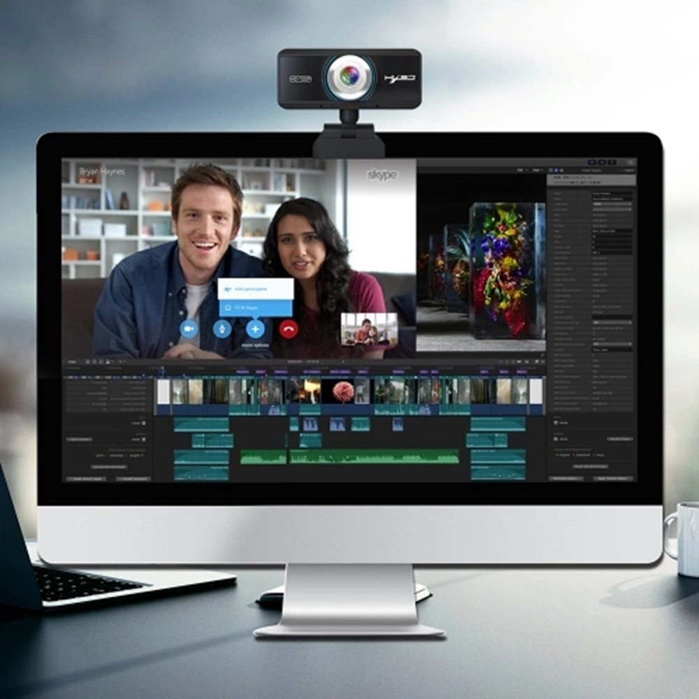 HXSJ S90 720P HD webkamera kompatibilní s USB nastavitelný úhel automatická korekce barev vestavěný mikrofon pohlcující zvuk pro notebook a stolní televizor - černá